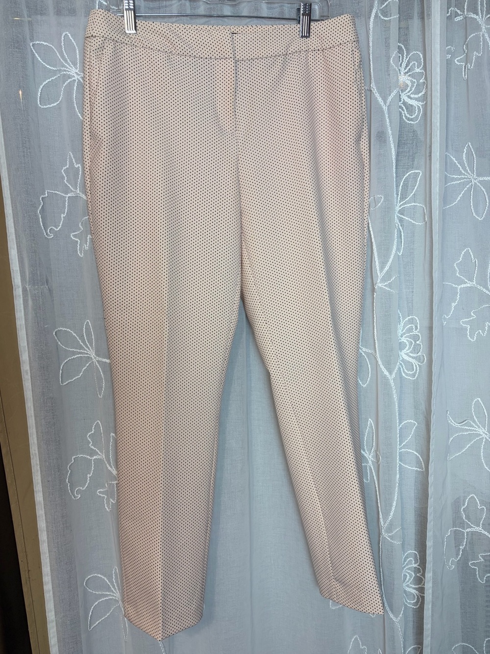 Tailored Blush with Black Pin Dots Straight-Leg Trousers